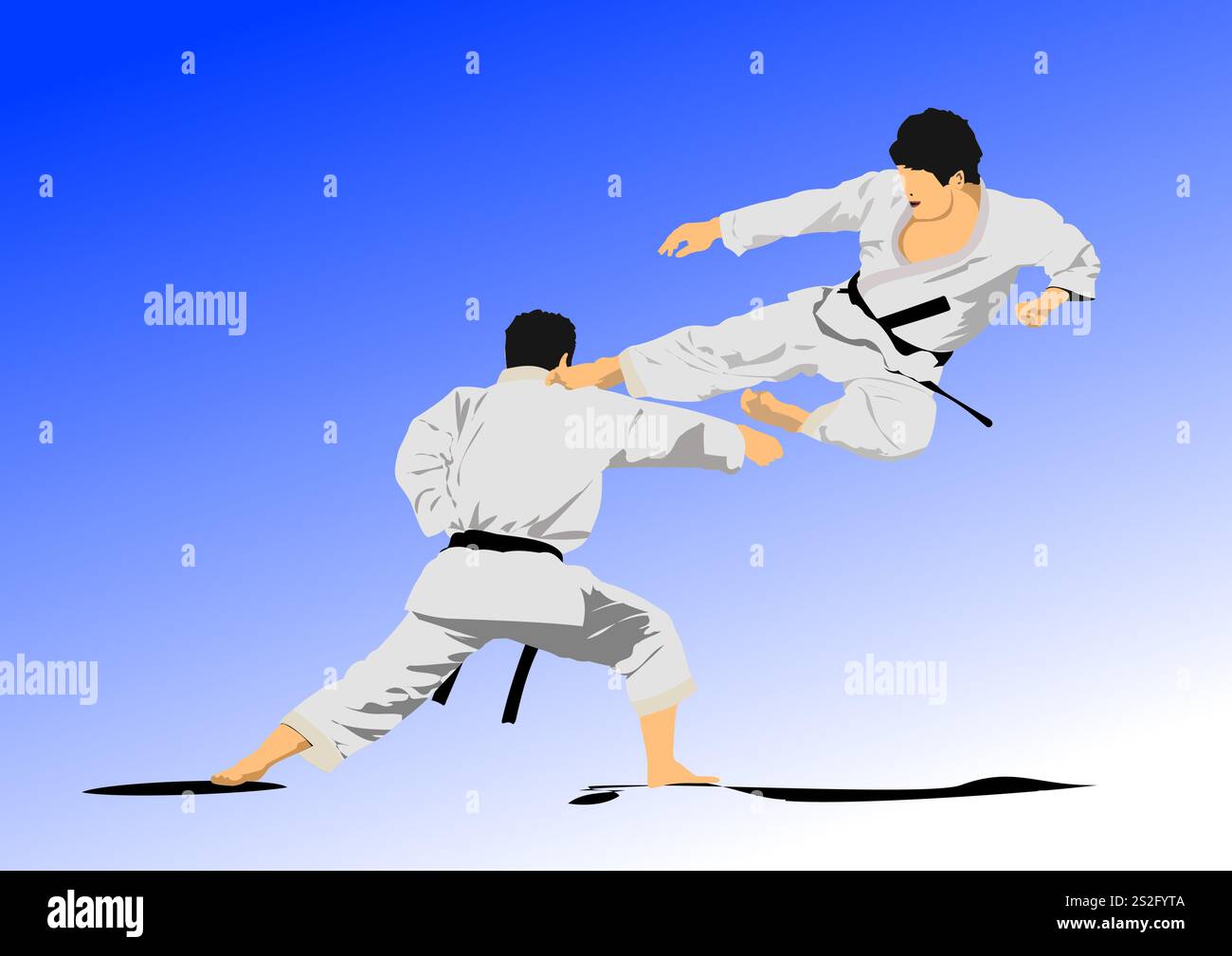 Sports de combat orientaux. Illustration vectorielle 3D colorée Illustration de Vecteur