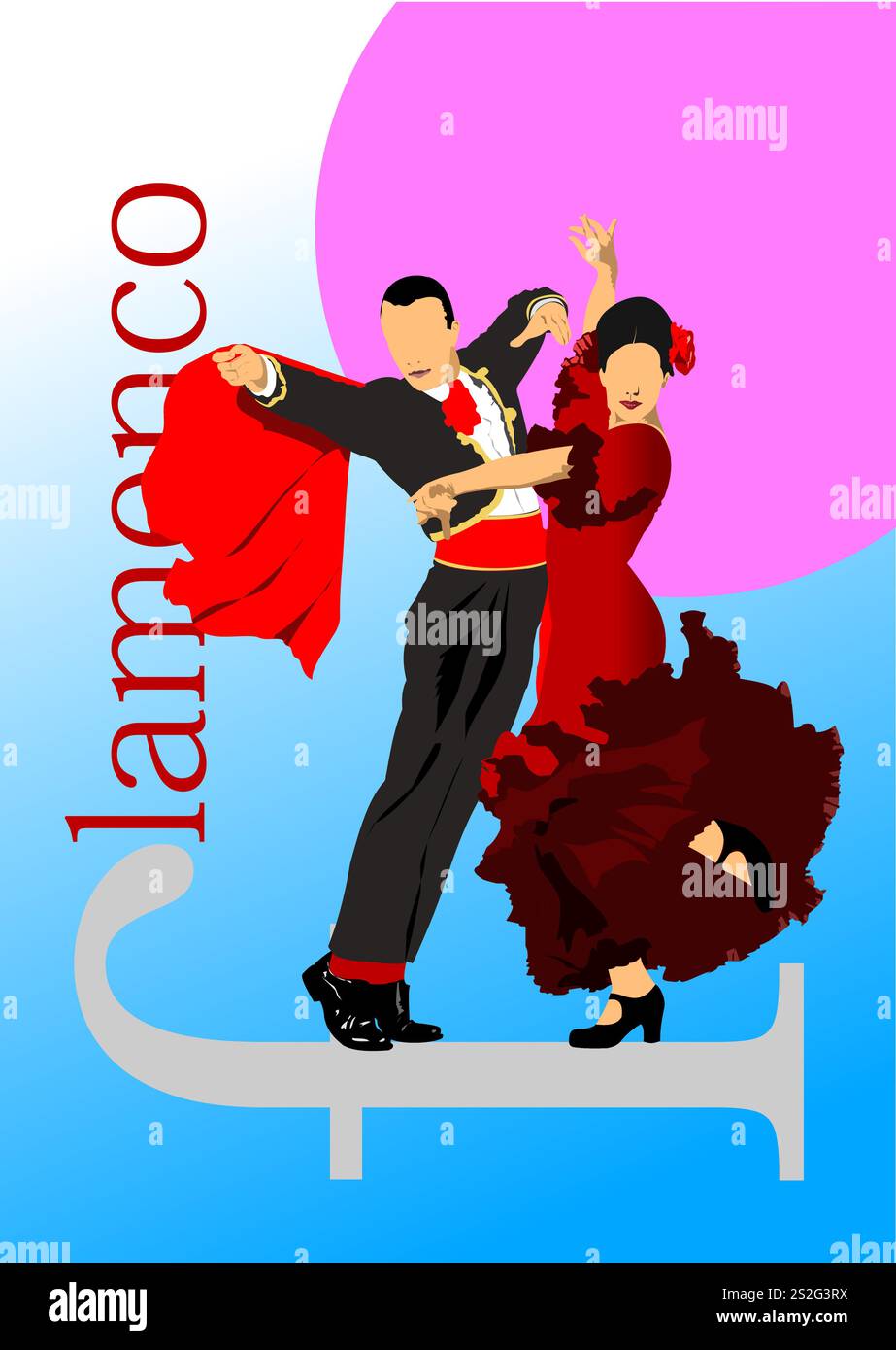 Jeune couple dansant le flamenco. Illustration de Vector 3D Illustration de Vecteur