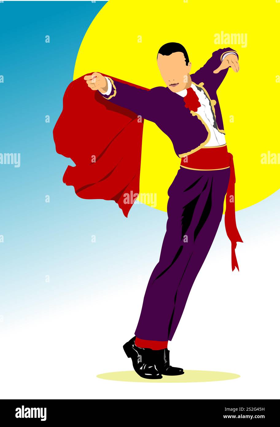 Jeune homme dansant le flamenco. Illustration de Vector 3D Illustration de Vecteur