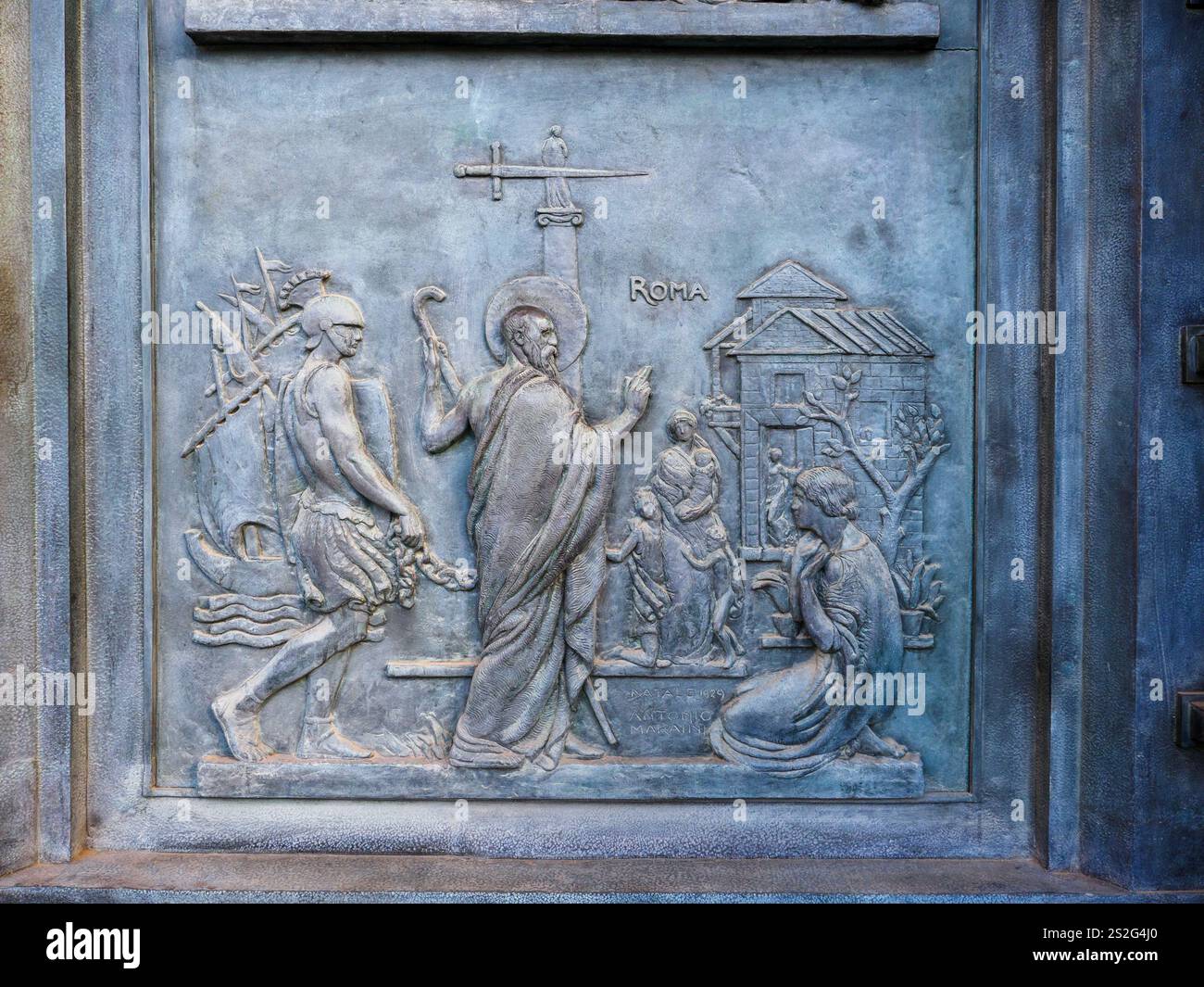 Détail de la porte principale de la basilique Saint-Paul en dehors des murs - Rome, Italie Banque D'Images