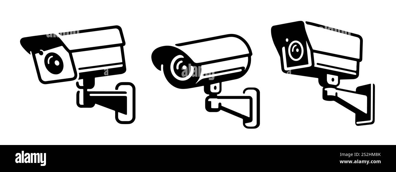 Équipement de surveillance de caméra de sécurité, icône cctv. Symbole du système de vidéosurveillance Illustration de Vecteur