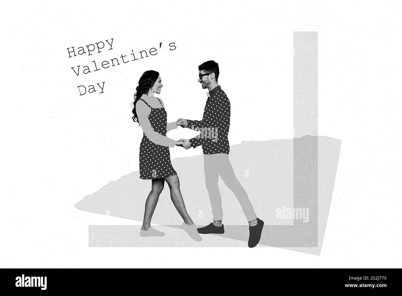 Photo créative maquette de collage 3D affiche carte postale photo de personnes positives dansant événement de vacances isolé sur fond de peinture Banque D'Images