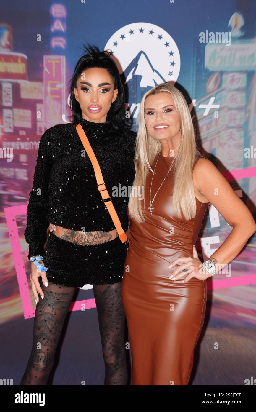 Katie Price et Kerry Katona assistent à une soirée de lancement de la nouvelle série de Geordie Shore, au Thai Square Restaurant and Club, dans le centre de Londres. Date de la photo : mardi 7 janvier 2025. Banque D'Images