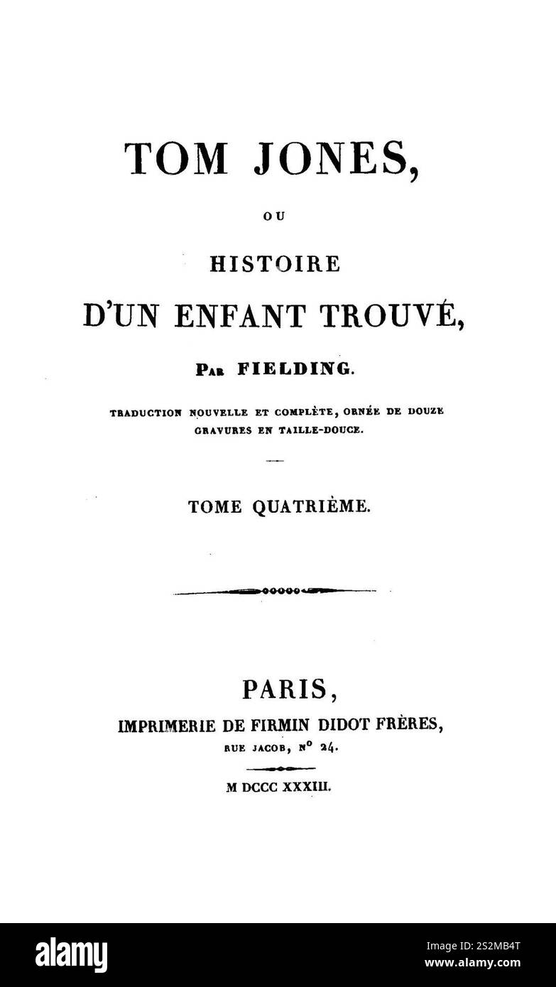 Fielding - Tom Jones ou histoire d'un enfant trouvé, tome 4 (page 11 crop). Banque D'Images