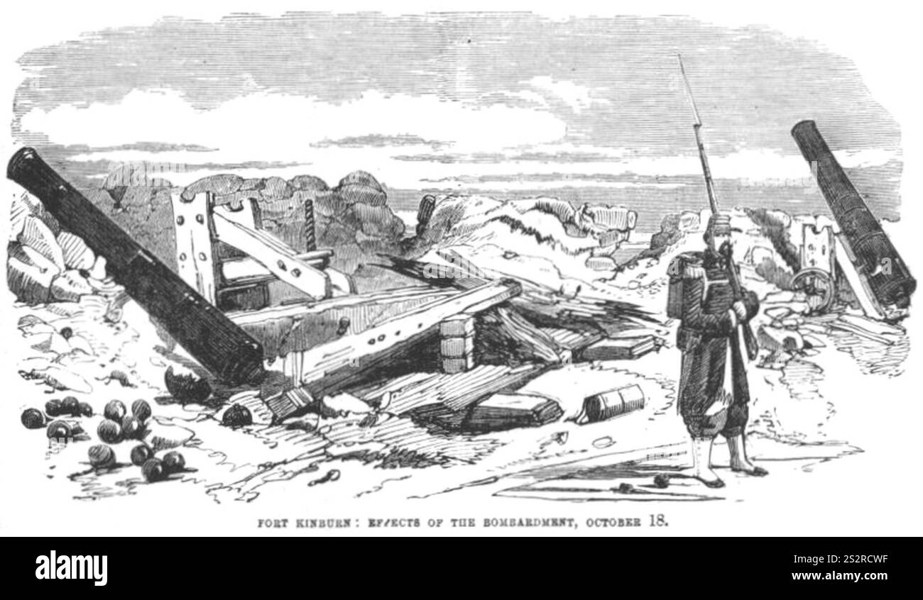 Fort Kinburn, effets du bombardement, 18 octobre - ILN 1855. Banque D'Images