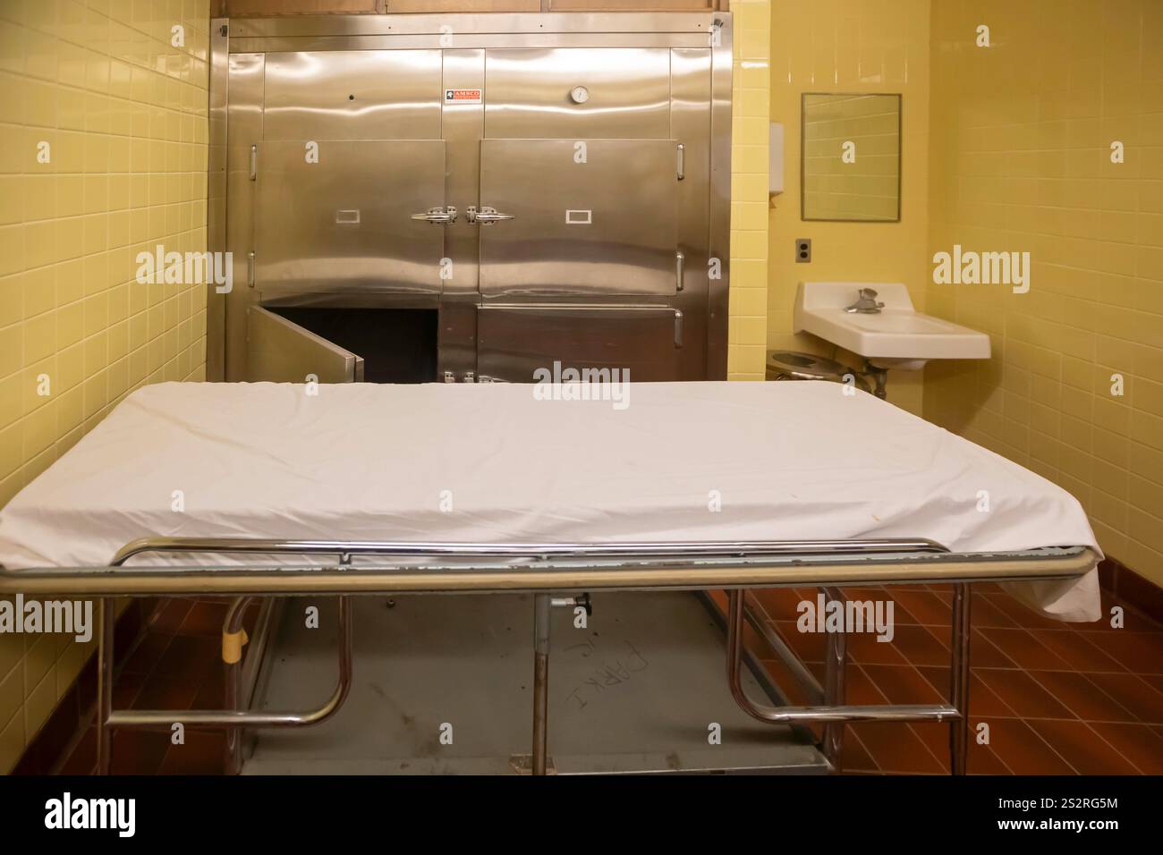 Joseph, Missouri - la morgue du musée psychiatrique Glore. Le musée documente le traitement des malades mentaux à l'ancien State Lunatic Banque D'Images