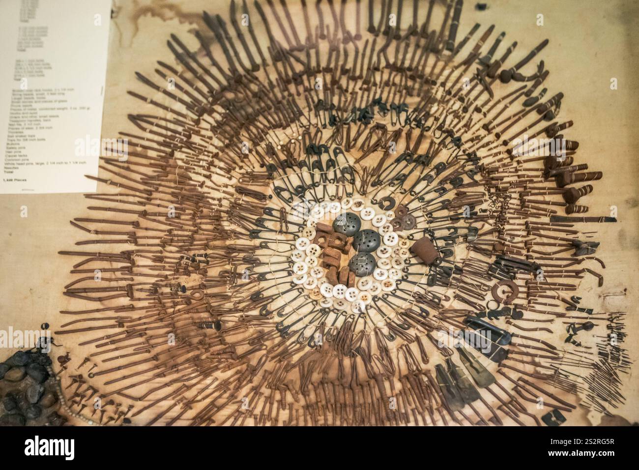 Joseph, Missouri - objets trouvés dans l'estomac lors d'une autopsie d'un malade mental, exposés au Musée psychiatrique Glore. Le musée docu Banque D'Images