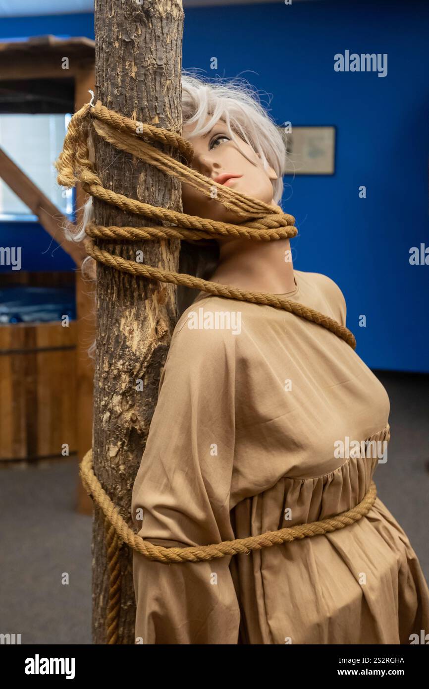 Joseph, Missouri - The Glore Psychiatric Museum. Une exposition sur les premiers traitements psychiatriques, construite par le fondateur du musée George Glore, comprend un WITC Banque D'Images