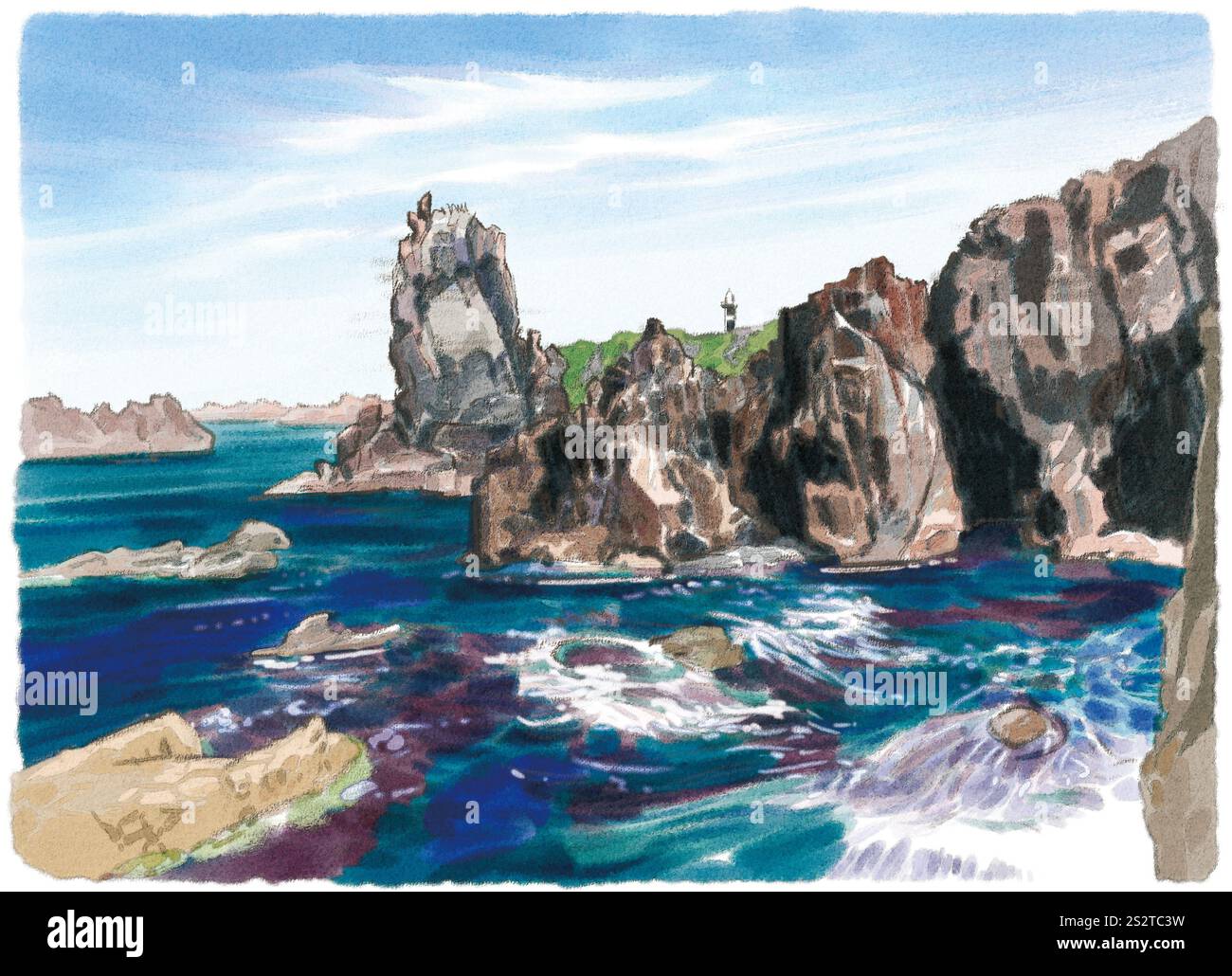 Irimozaki sur la péninsule d'Oga avec les vagues de la mer du Japon Banque D'Images