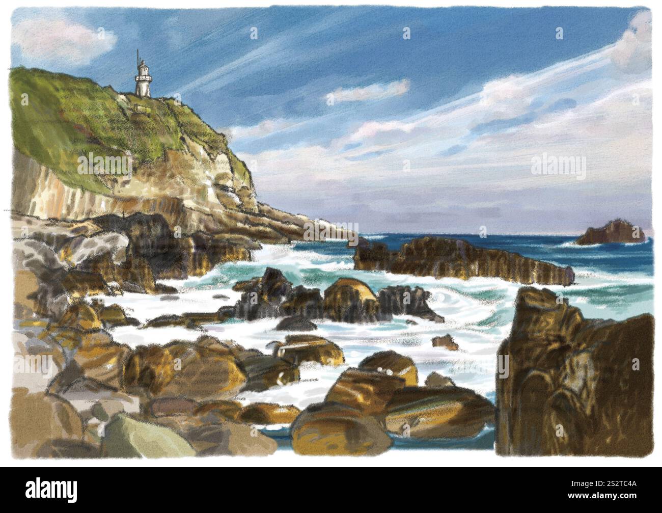 Ashizuri Cape Ashizuri Uwakai Parc National avec ses belles falaises de granit et l'océan Pacifique. Banque D'Images