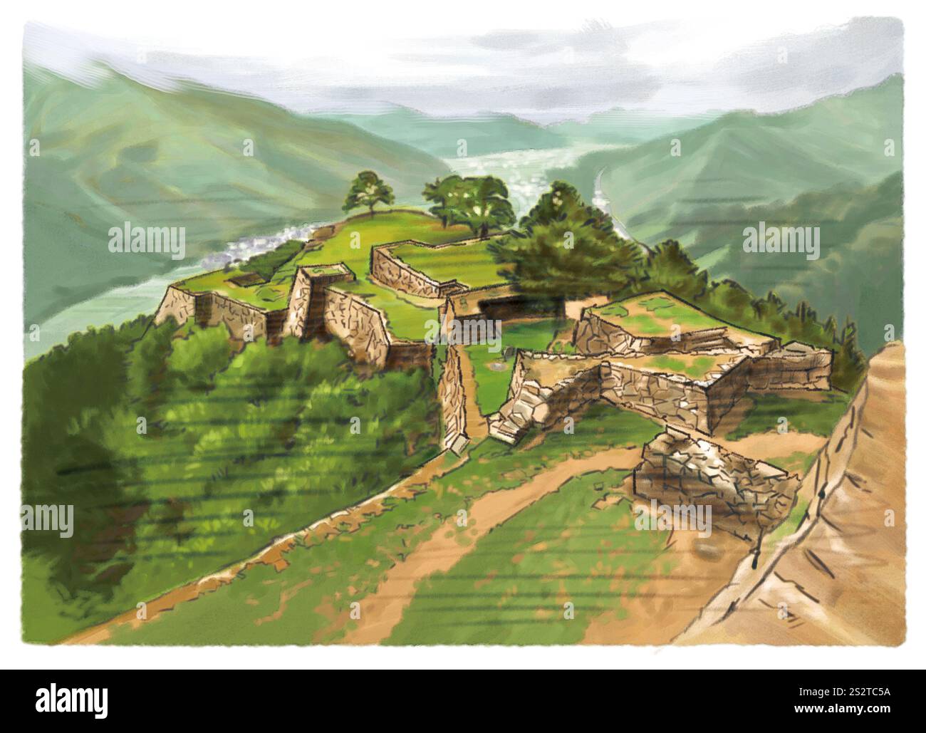 Vue spectaculaire depuis le château de Takeda dans le ciel Banque D'Images