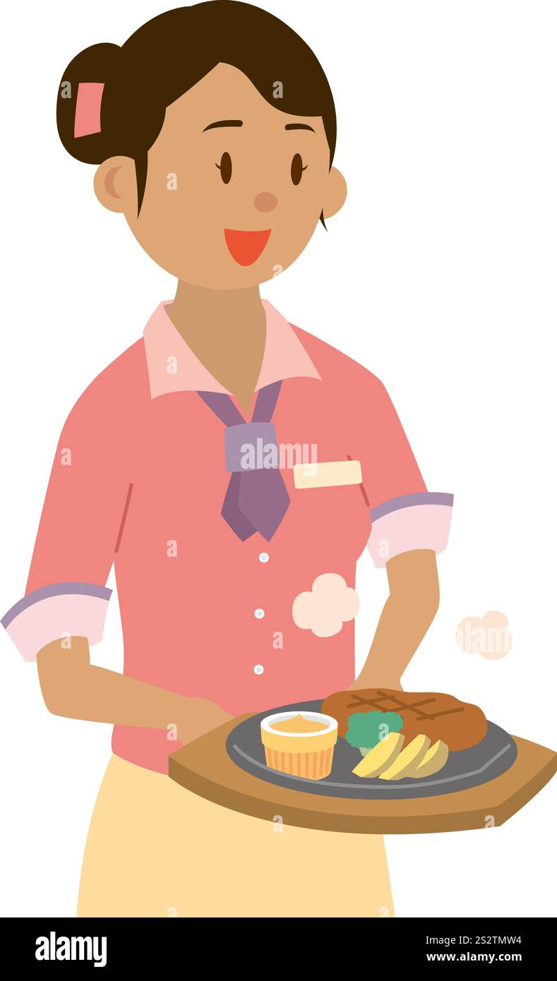 Femme asiatique du Sud-est travaillant dans un restaurant familial Banque D'Images