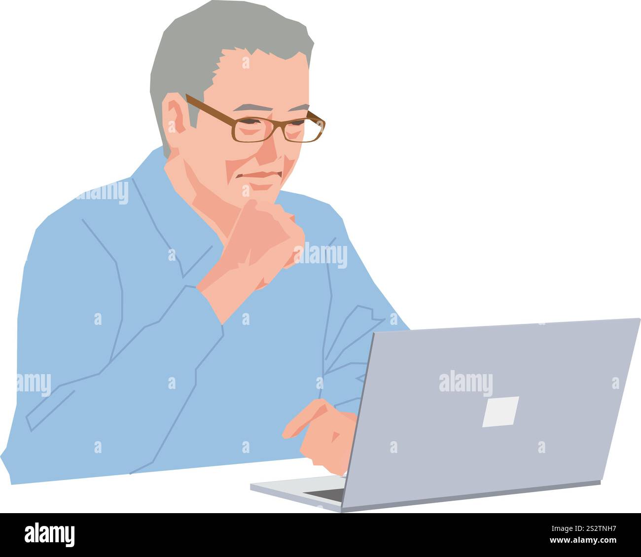 Des hommes âgés actifs regardant un ordinateur Banque D'Images