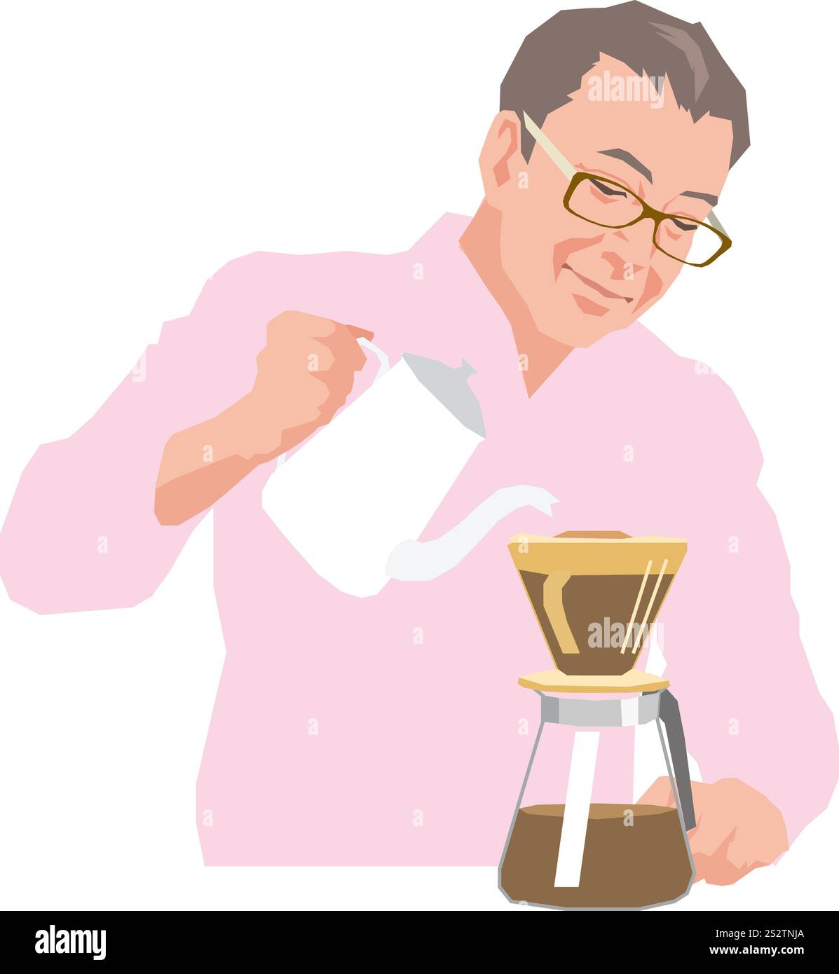 Homme âgé actif qui coule du café Banque D'Images