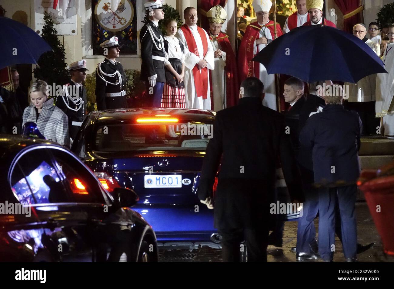 Célébration en l'honneur du saint patron de la Principauté de Monaco Sainte dévot devant la chapelle du même nom avec le Prince Albert II, P. Banque D'Images