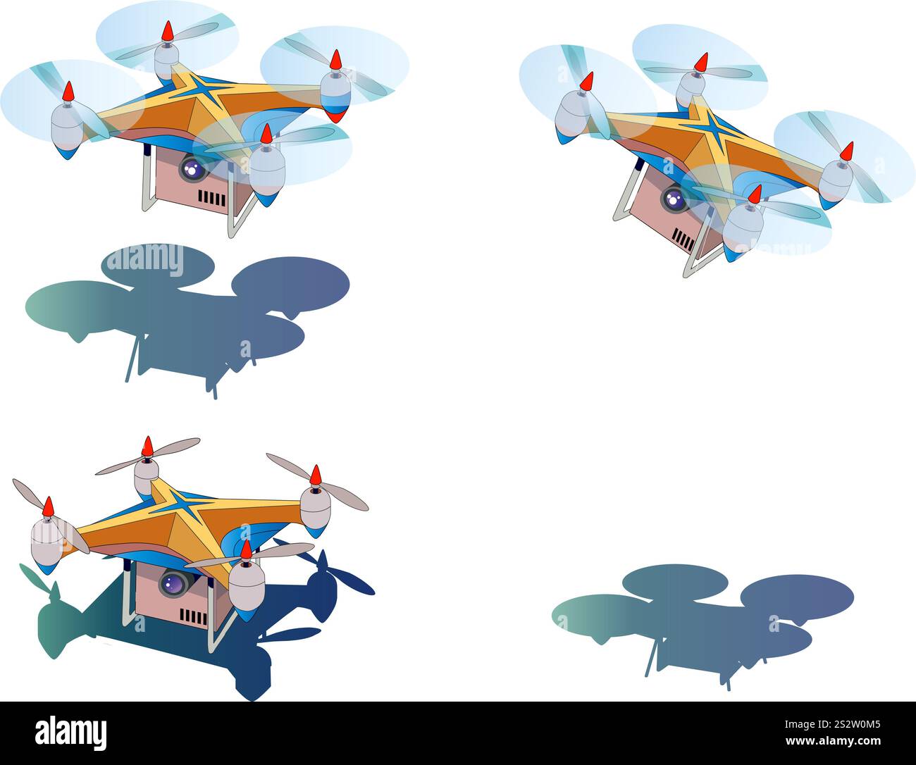 Un monde où les drones sans pilote transportent du fret Banque D'Images