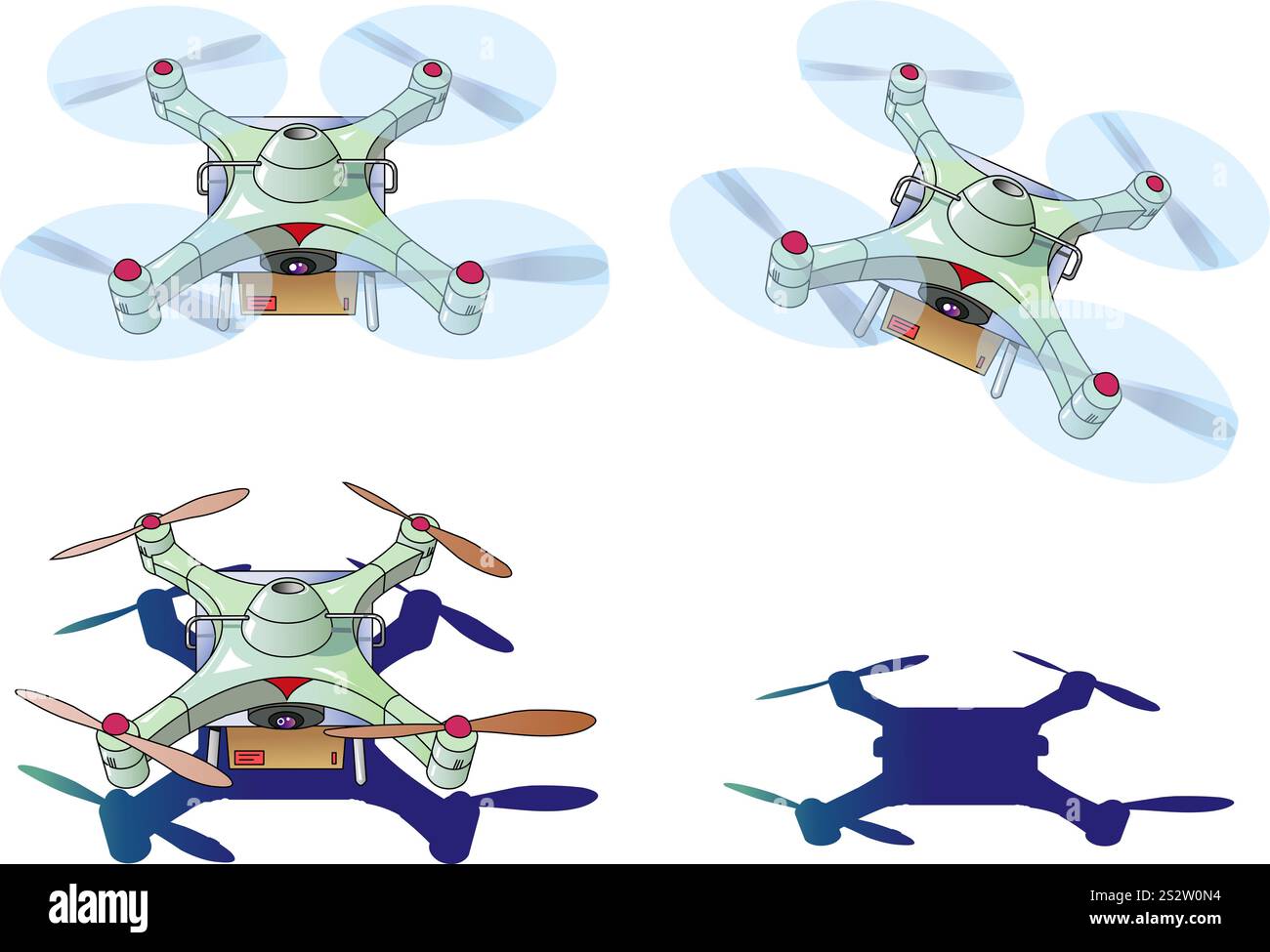 Un monde où les drones sans pilote transportent du fret Banque D'Images