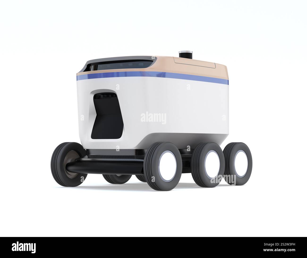 Image du robot de livraison sur fond blanc. Concept du dernier kilomètre Banque D'Images