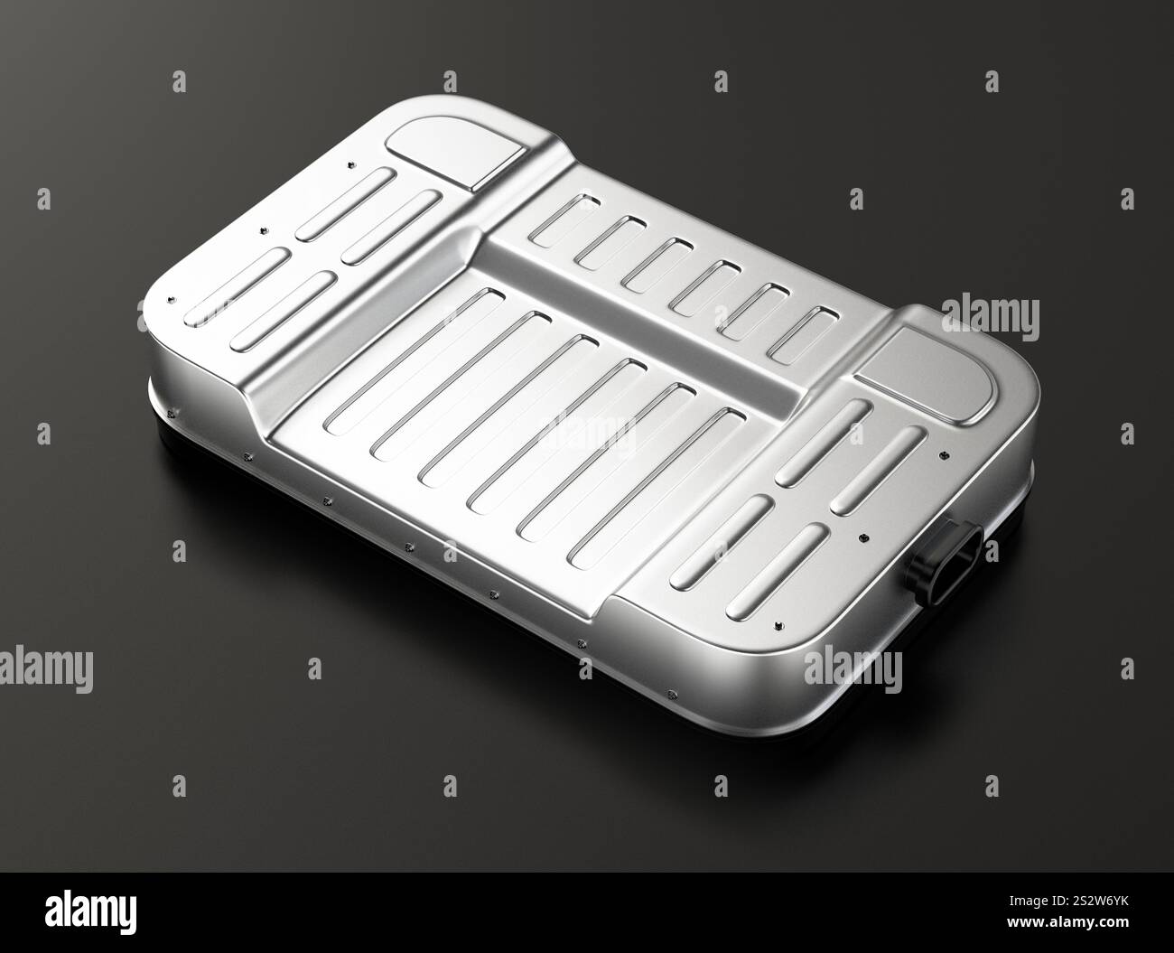 Image de la batterie du véhicule électrique sur fond noir Banque D'Images
