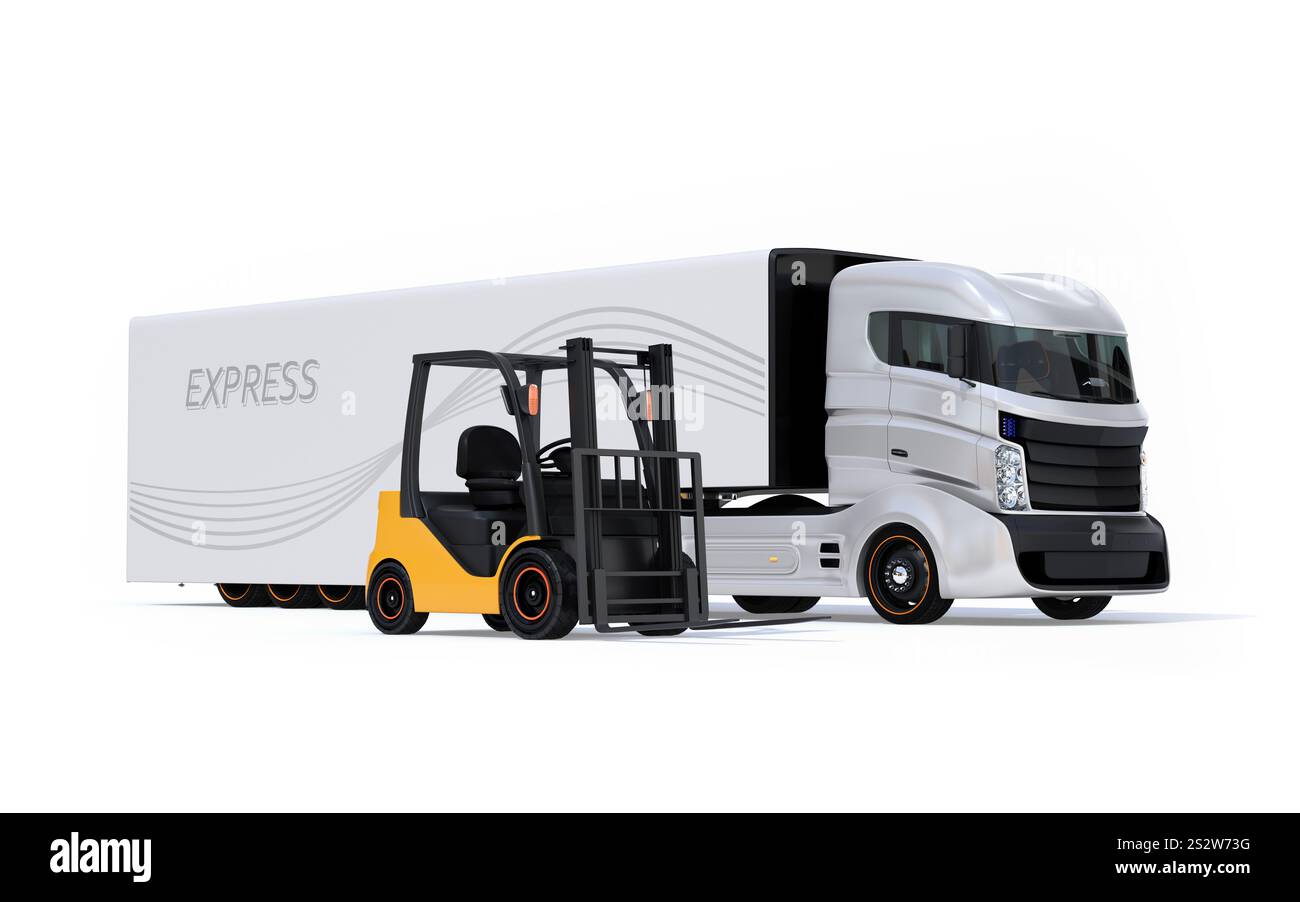 Image d'un chariot électrique et d'un chariot élévateur électrique Banque D'Images