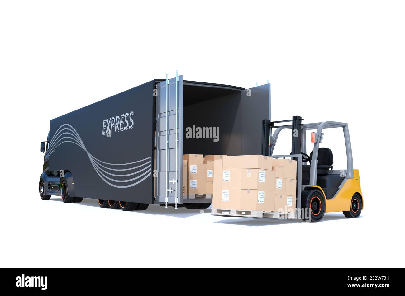 Image d'un chariot électrique et d'un chariot élévateur électrique Banque D'Images