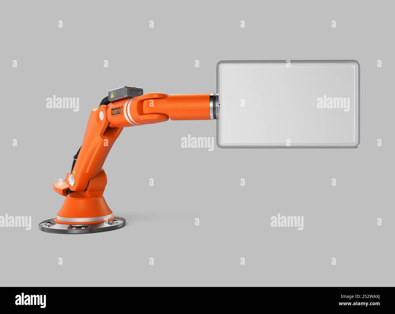 Bras robotique avec panneau de signalisation Banque D'Images
