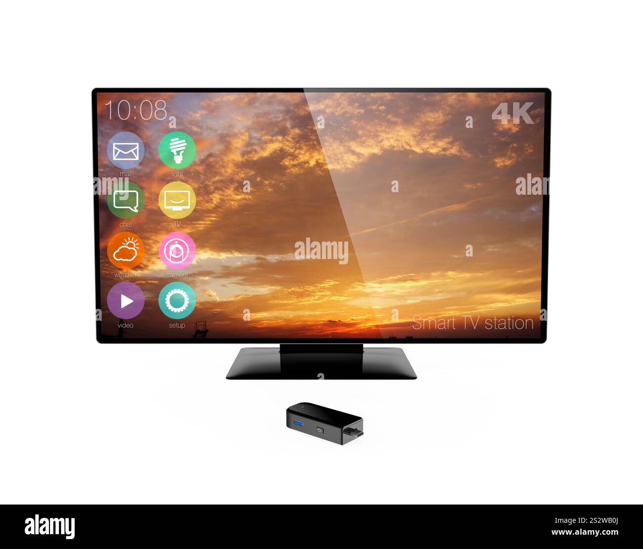 PC Stick et TV 4K. Banque D'Images