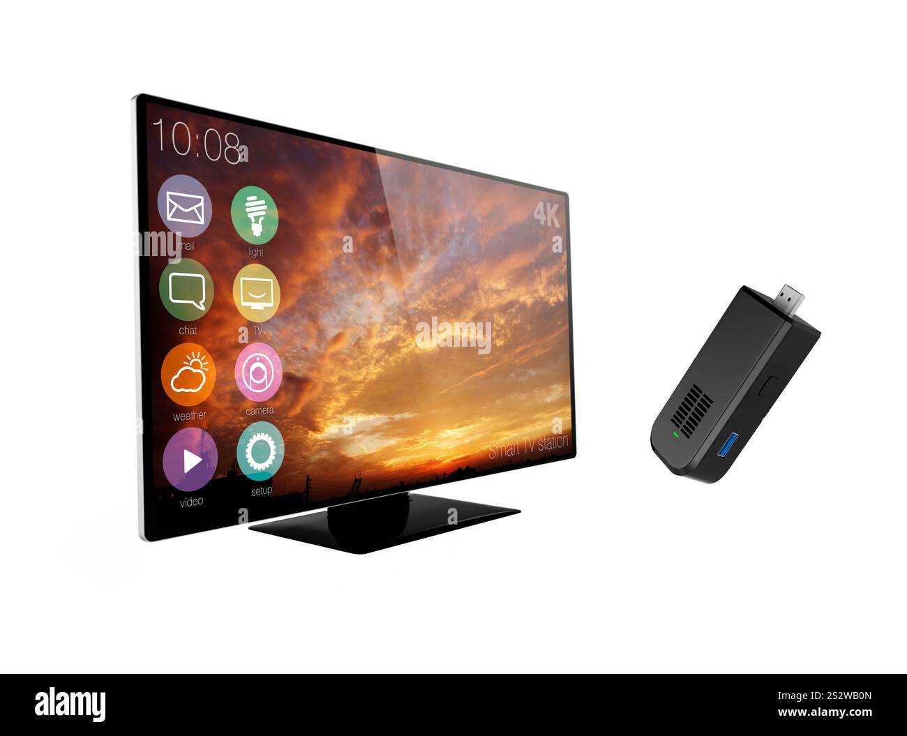 PC Stick et TV 3K incurvées Banque D'Images