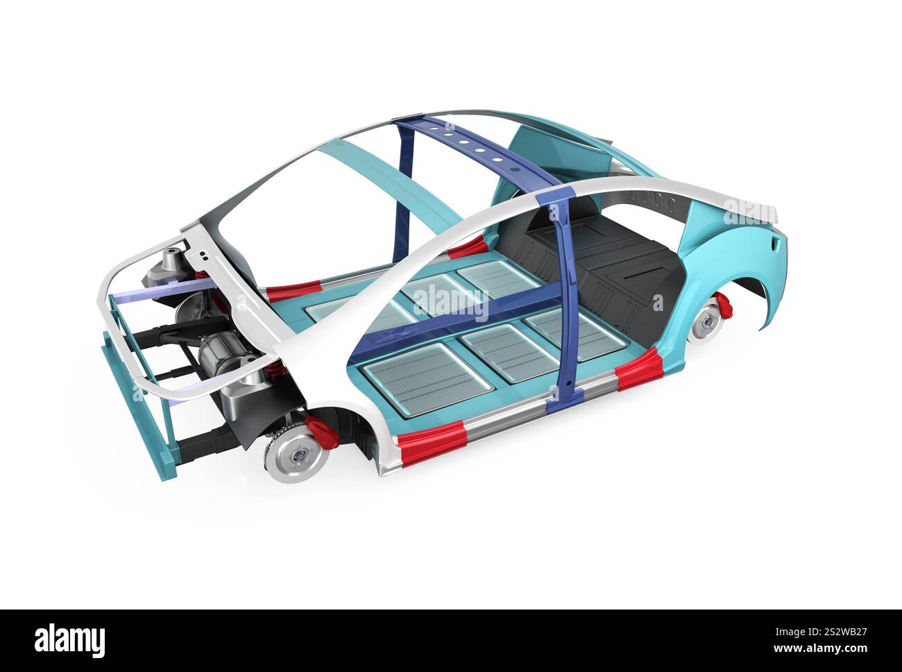 Image structurelle du châssis, de la transmission et de la batterie du véhicule électrique Banque D'Images
