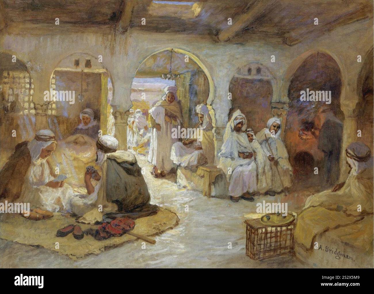 Frederick Arthur Bridgman un café, Algérie. Banque D'Images