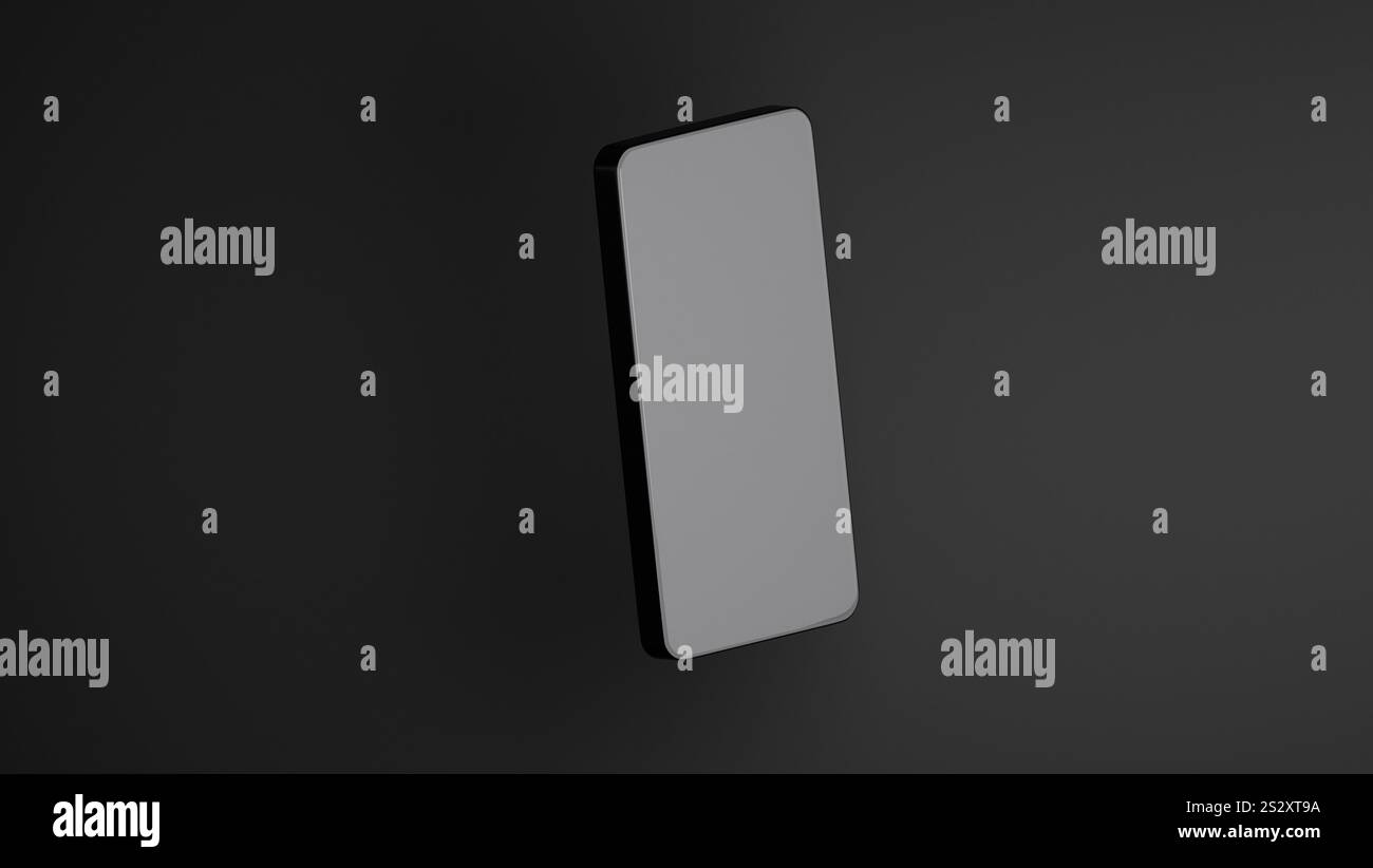 Modèle 3D d'un téléphone mobile sur un fond sombre, téléphone Banque D'Images