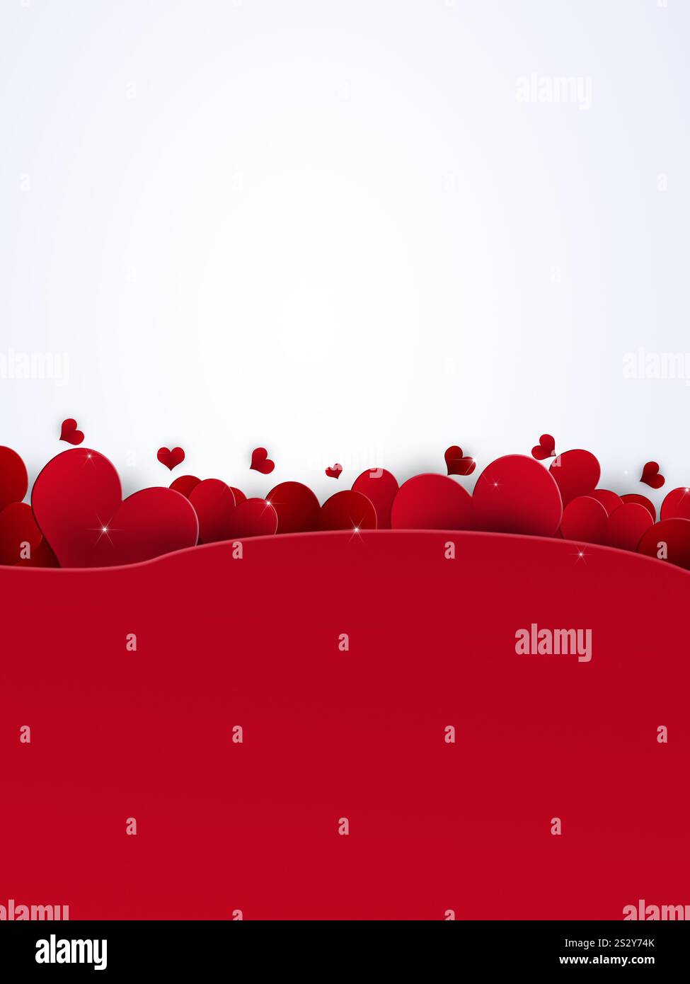 saint valentin beaux coeurs rouges sur affiche blanche Banque D'Images