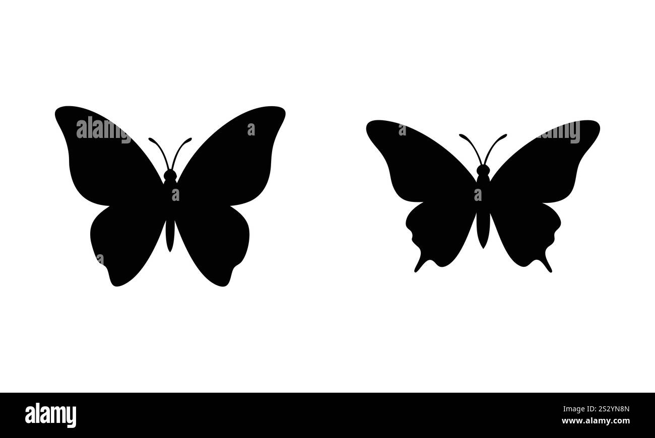 silhouettes de papillon couleur noire simple propre illustration vectorielle eps haute qualité fichier entièrement éditable sur un fond blanc Illustration de Vecteur