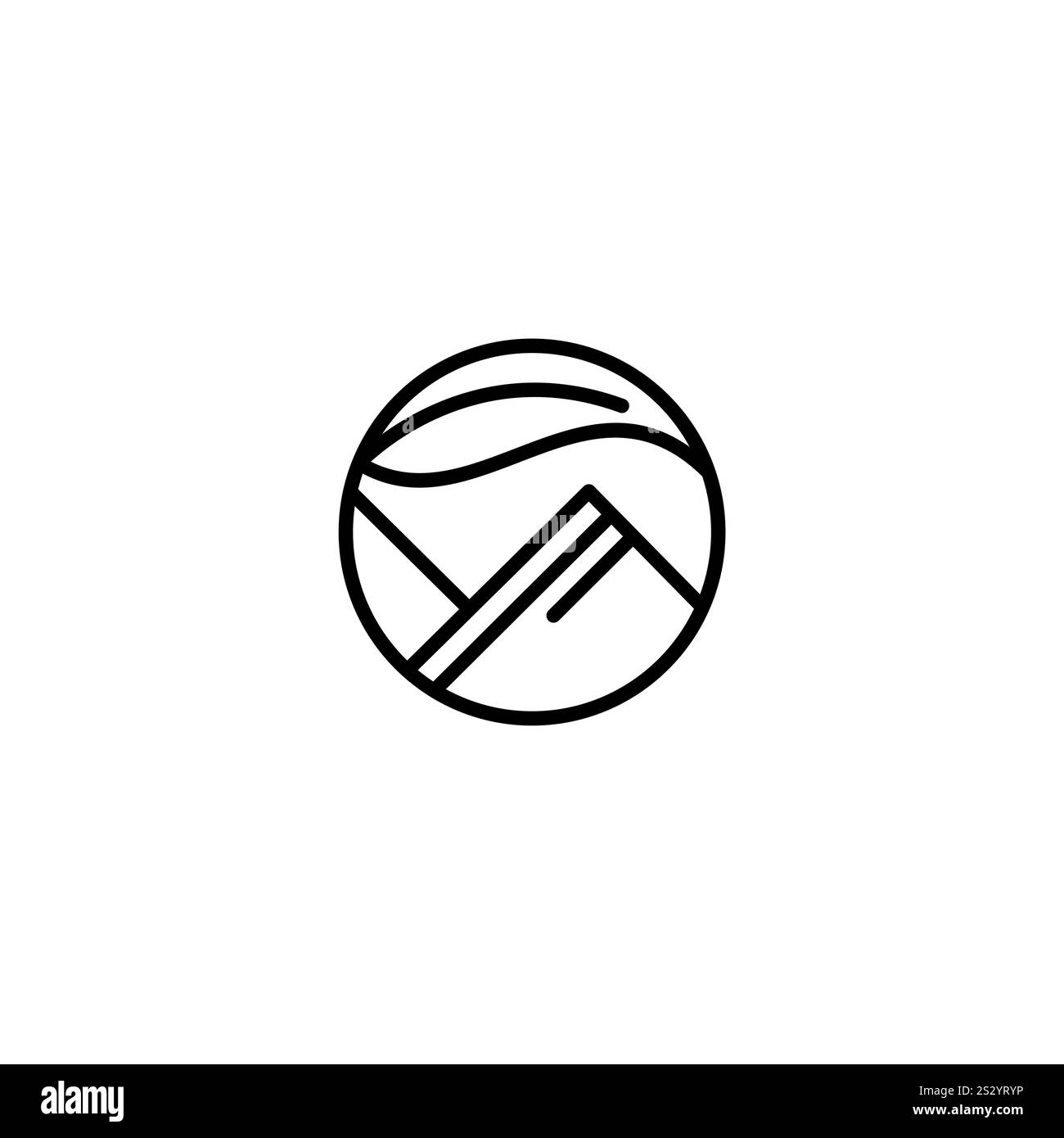 Vecteur de logo de montagne et de ligne de feuille. Icône nature Illustration de Vecteur