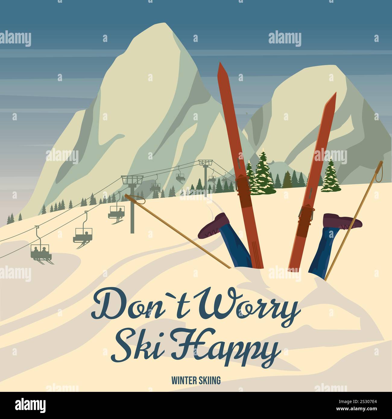 Skieur masculin est tombé dans la dérive de la neige, drôle d'humour de situation. Affiche du complexe hôtelier Illustration de Vecteur Skieur masculin est tombé dans la dérive de la neige, drôle d'humour de situation. Affiche du complexe hôtelier Illustration de Vecteur