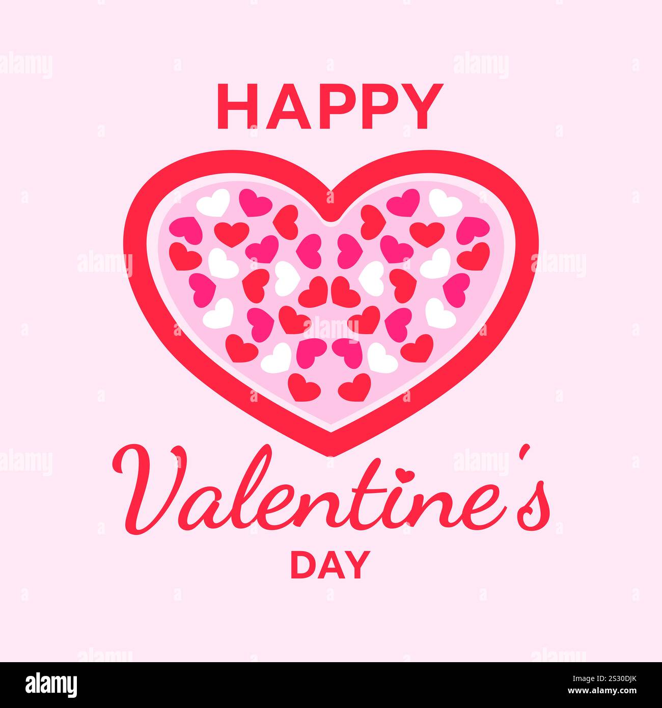 Fond de bonne saint-valentin avec coeur, style de ligne plate sur fond rose, illustration vectorielle Illustration de Vecteur