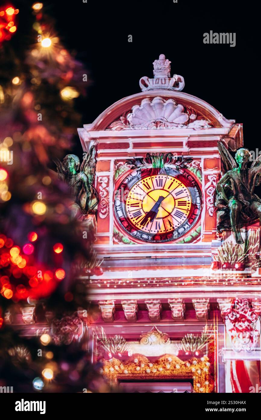 Gros plan du Casino Monte Carlo à Monaco avant Noël Banque D'Images