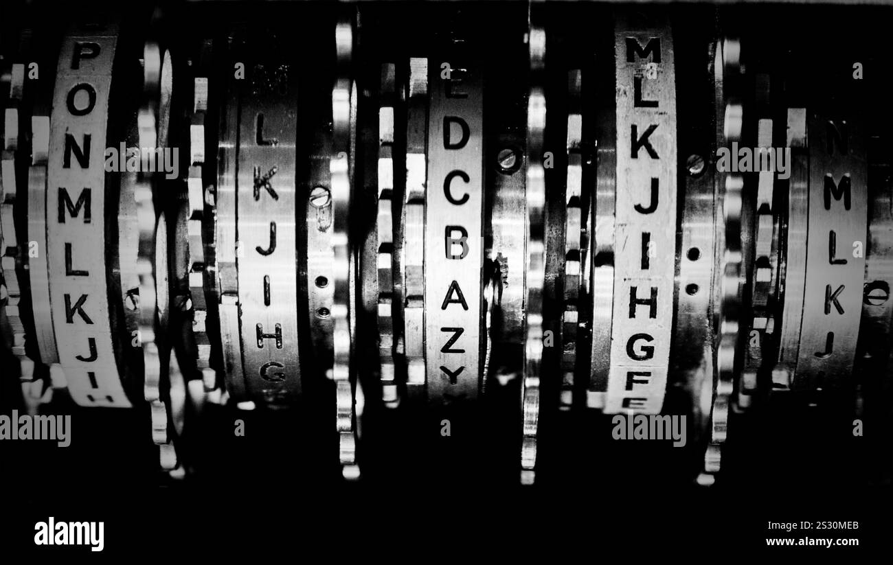 Les rotors de chiffrement d'une machine allemande Enigma de la seconde Guerre mondiale à Bletchley Park. Banque D'Images
