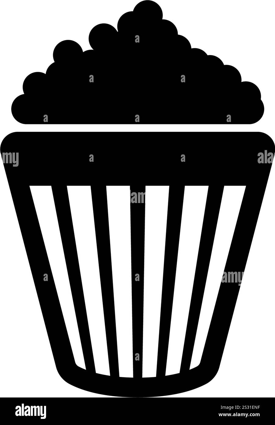 Icône de tasse de pop-corn noir classique, idéal pour la conception graphique liée au cinéma. Illustration de Vecteur