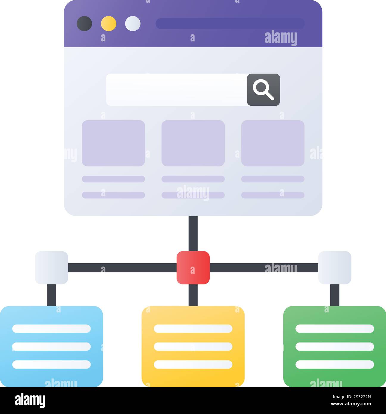 Concept de structures de silo de site Web, vecteur de construction de lien de niveau couleur icône conception de service d'hébergement Web Symbol, Computing machines Sign, application Internet Illustration de Vecteur