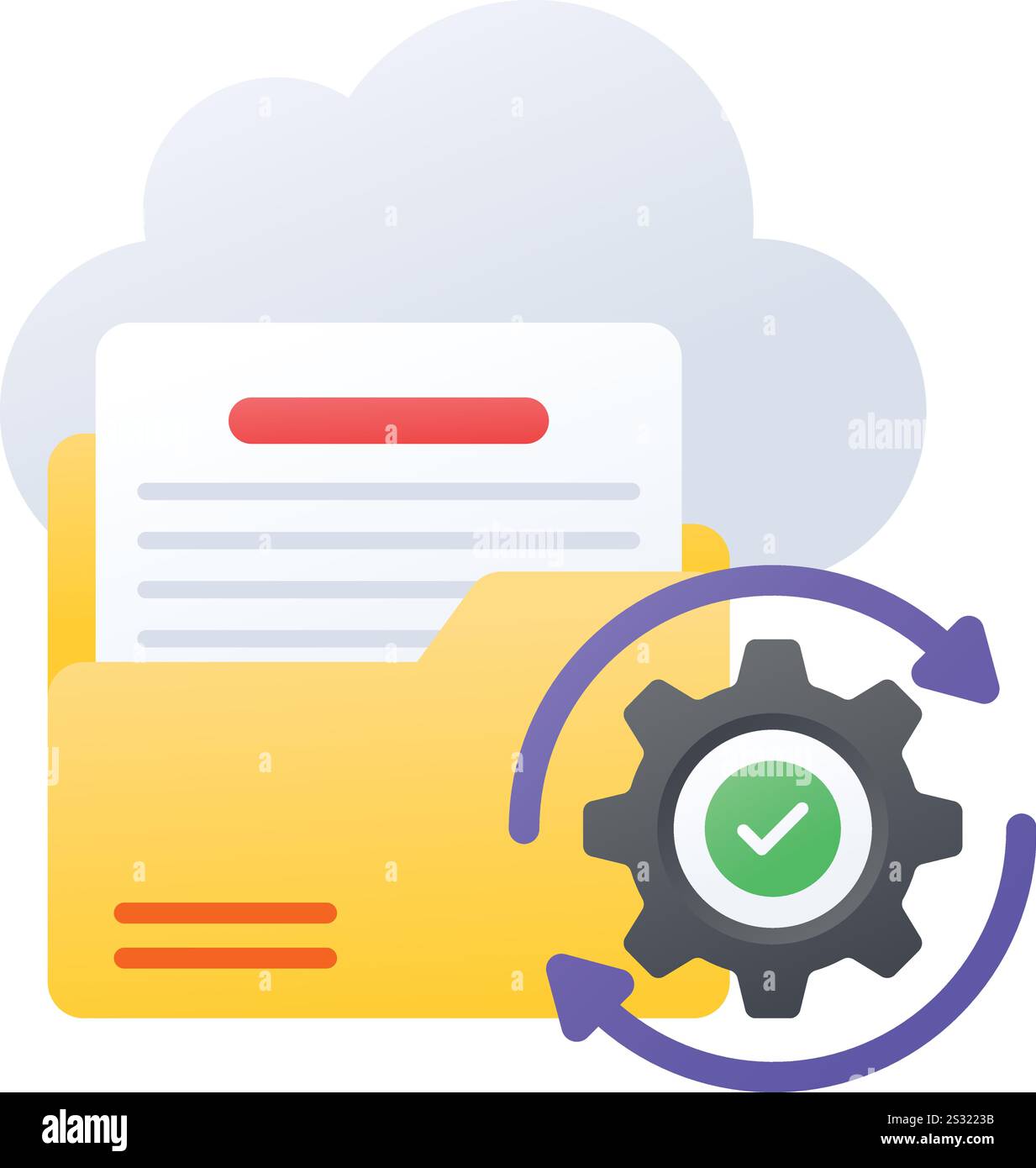 Gestion des dossiers de fichiers sur le concept Cloud, configuration des sauvegardes au niveau de la conception d'icônes de vecteur d'application, service d'hébergement Web Symbol, Computing machines Sign Illustration de Vecteur