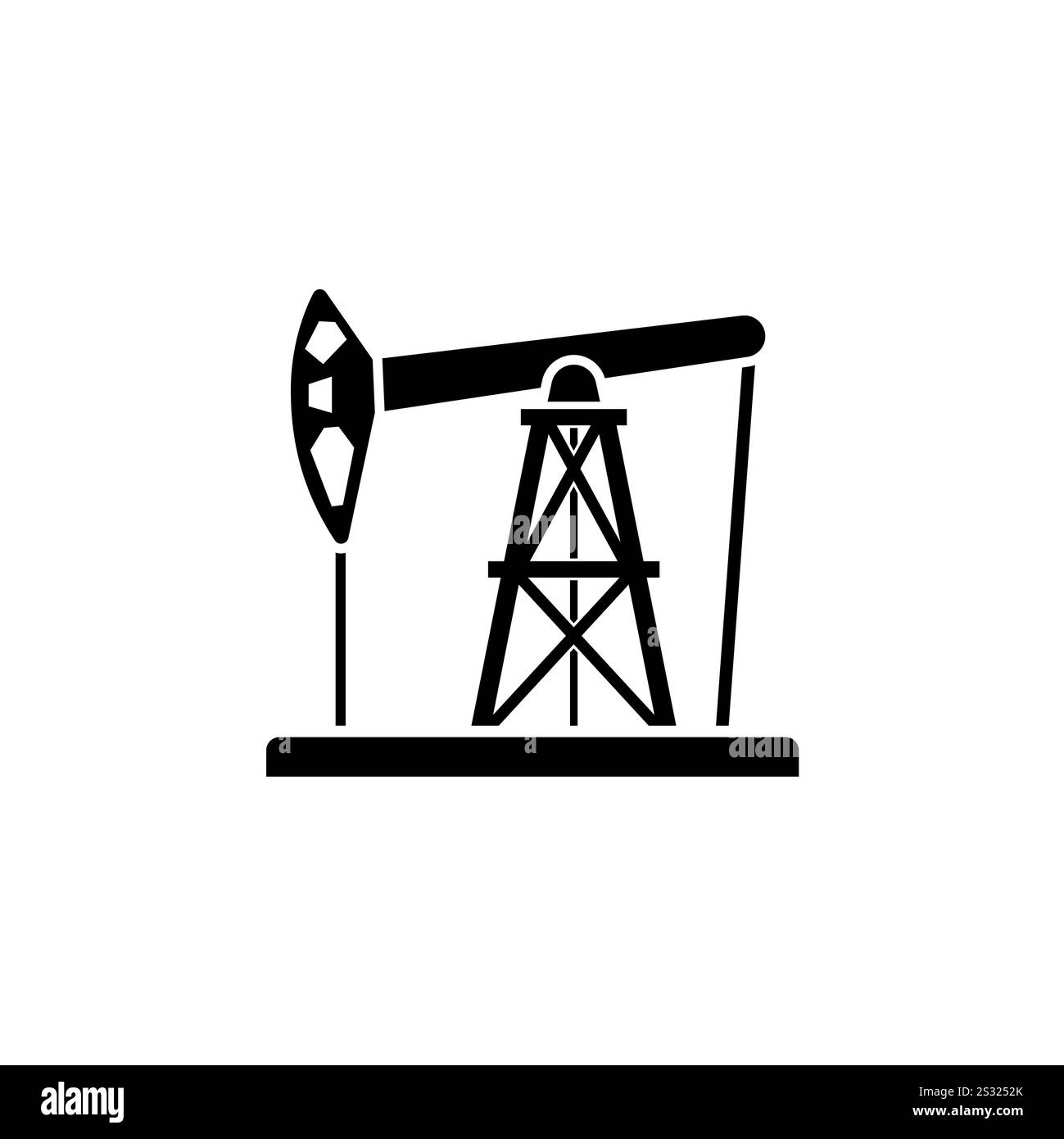 Pompjack, icône de vecteur plat solide de l'industrie pétrolière isolé sur fond blanc. Illustration de Vecteur
