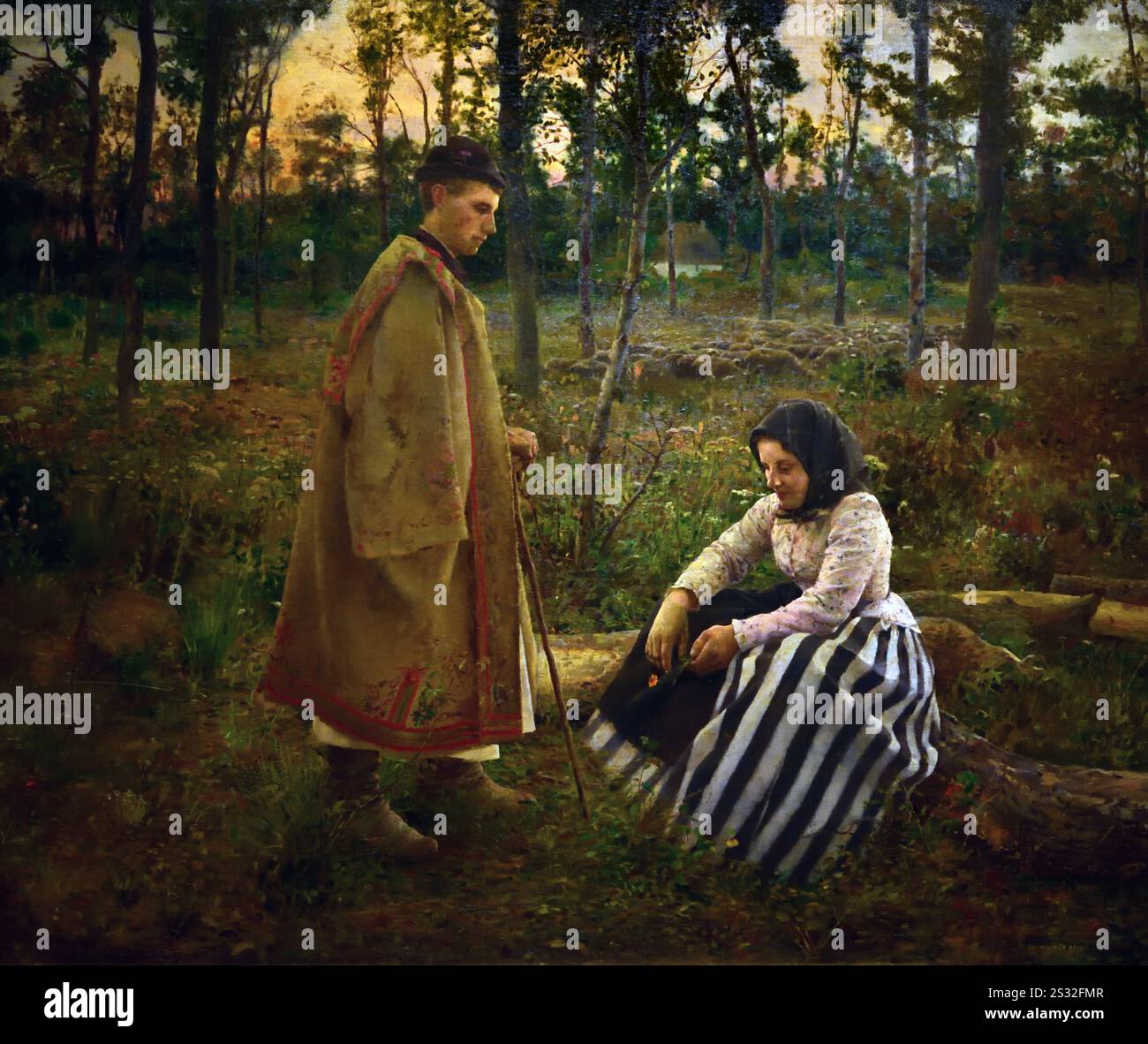 Berger et paysanne 1892 par Bela Ivanyi Grunwald Fine Art Museum, Hongrois, Hongrie, Banque D'Images