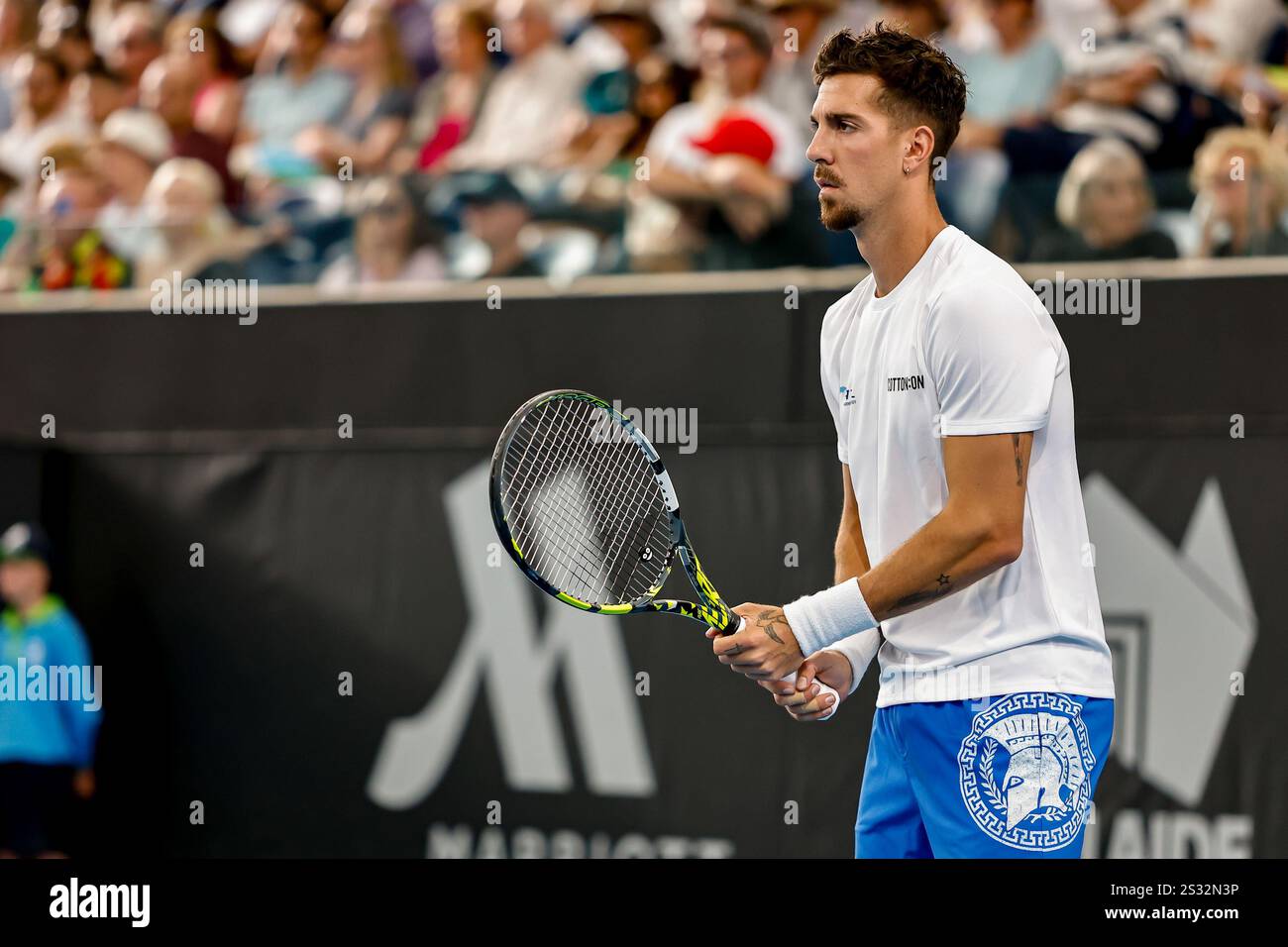 Memorial Drive Tennis Centre, Adélaïde, Australie 8 janvier 2025, Adelaide International Tennis, Round 2, Thanasi KOKKINAKIS (Aust) Credit ; Mark Willoughby/ALAMY Live News Banque D'Images