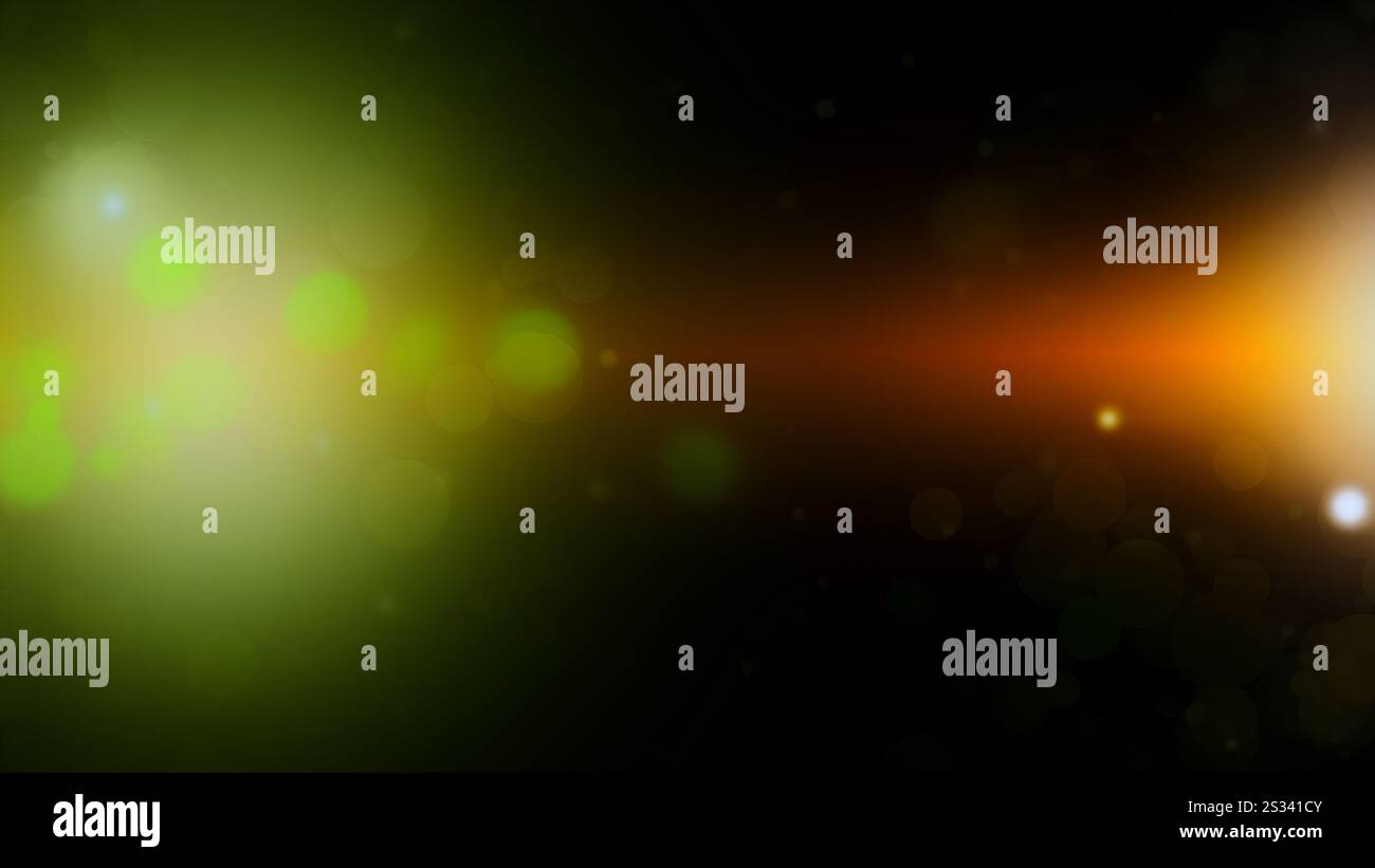 Flashs flous brillants et bokeh sur fond noir Banque D'Images