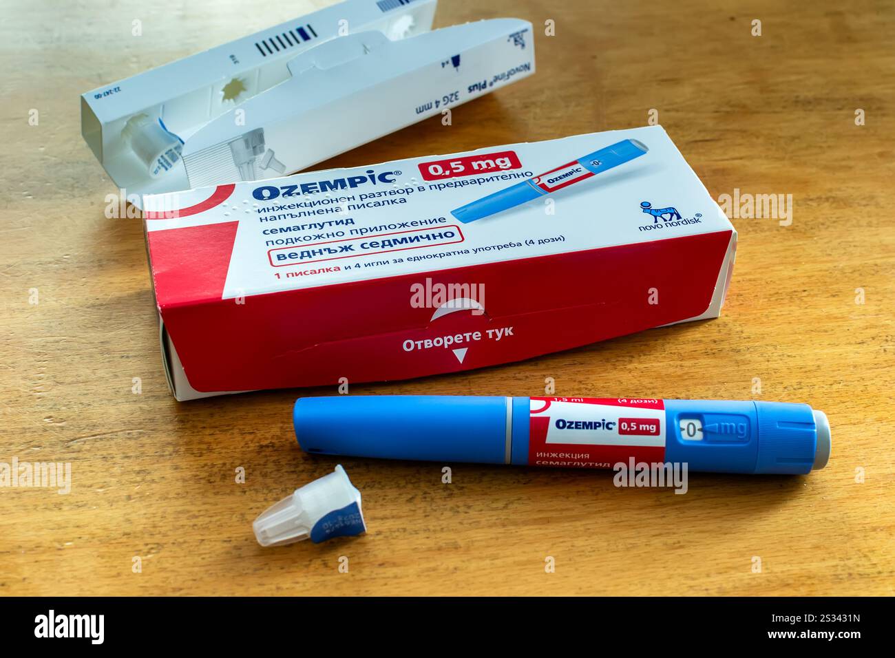 Stylo d'injection d'insuline Ozempic pour diabétiques et perte de poids. Banque D'Images