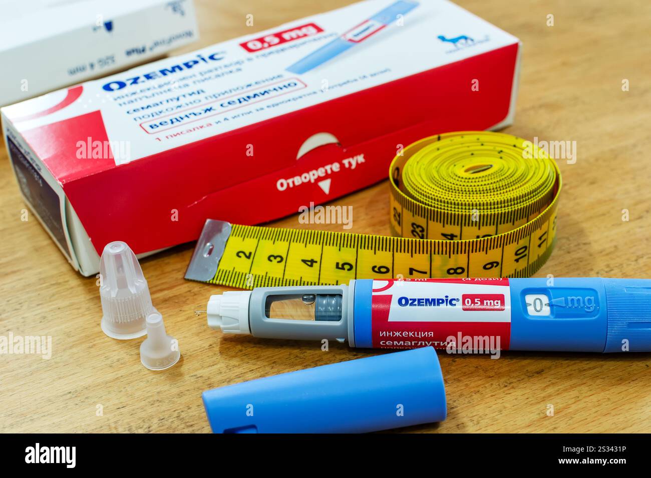 Stylo d'injection d'insuline Ozempic pour diabétiques et perte de poids. Banque D'Images