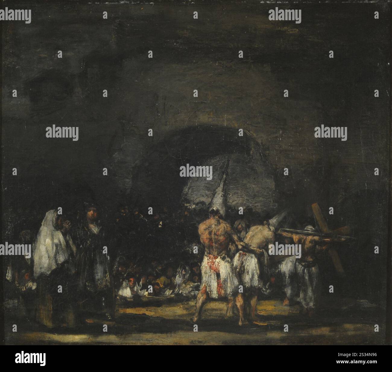 Titre : Flagellants scène (Escena de disciplinantes) artiste : Francisco José de Goya y Lucientes année : CA. 1808/12 médium : huile sur panneau dimensions : 51 x 57 cm lieu : Museo Nacional de Bellas Artes, Buenos Aires Banque D'Images