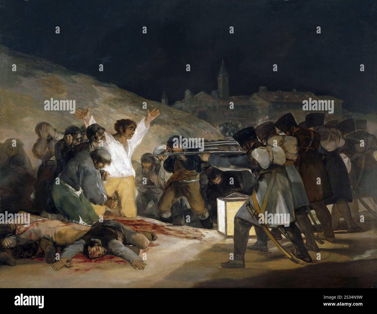 Titre : le 3 mai 1808 artiste : Francisco Goya (Francisco José de Goya y Lucientes) année : 1814 médium : huile sur toile dimensions : 266 cm x 345 cm lieu : Musée Lázaro Galdiano Banque D'Images
