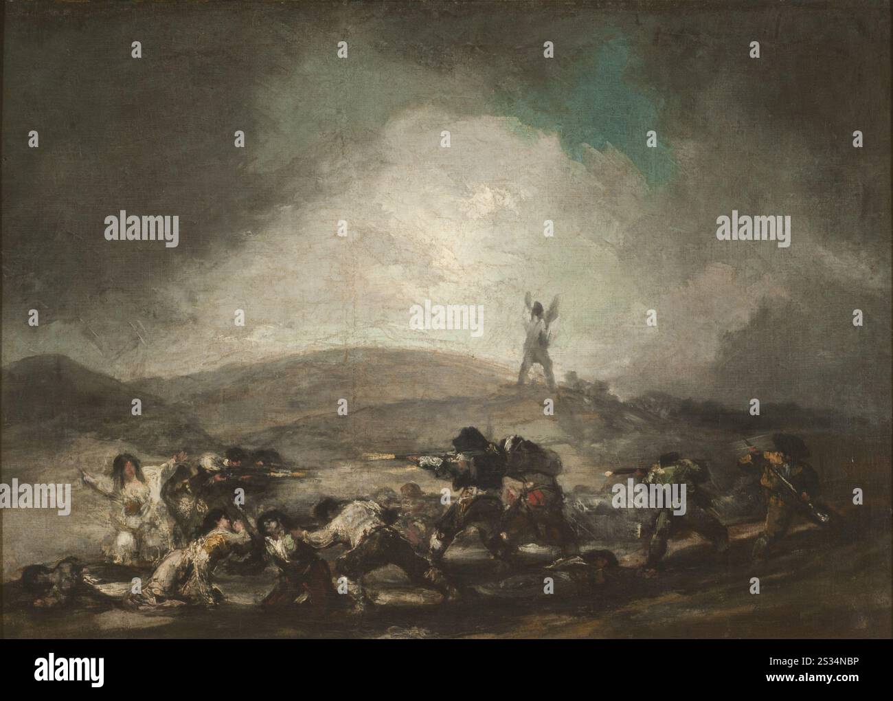 Titre : scène de guerre (Escena de guerra) artiste : Francisco José de Goya y Lucientes année : CA. 1808-1812 médium : huile sur panneau dimensions : 72 x 95,5 cm lieu : Museo Nacional de Bellas Artes, Buenos Aires Banque D'Images